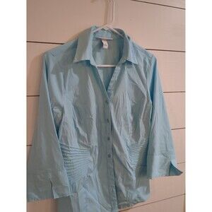 Y2k dress Barn women's medium light blue blouse career spring summer Easter